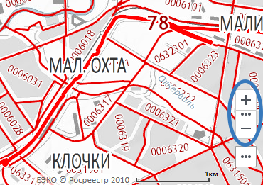 Публичная кадастровая карта интерфейс масштабирования